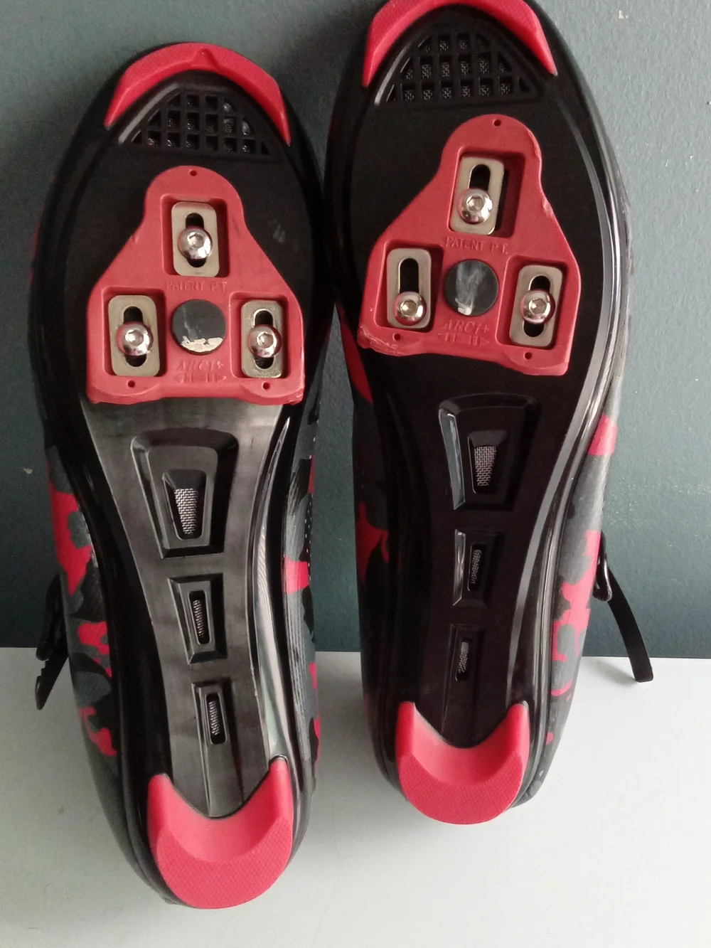 Speed Camo Road Cycling Shoes Red Black Camouflage 3-Bolt Cleats Mens 45